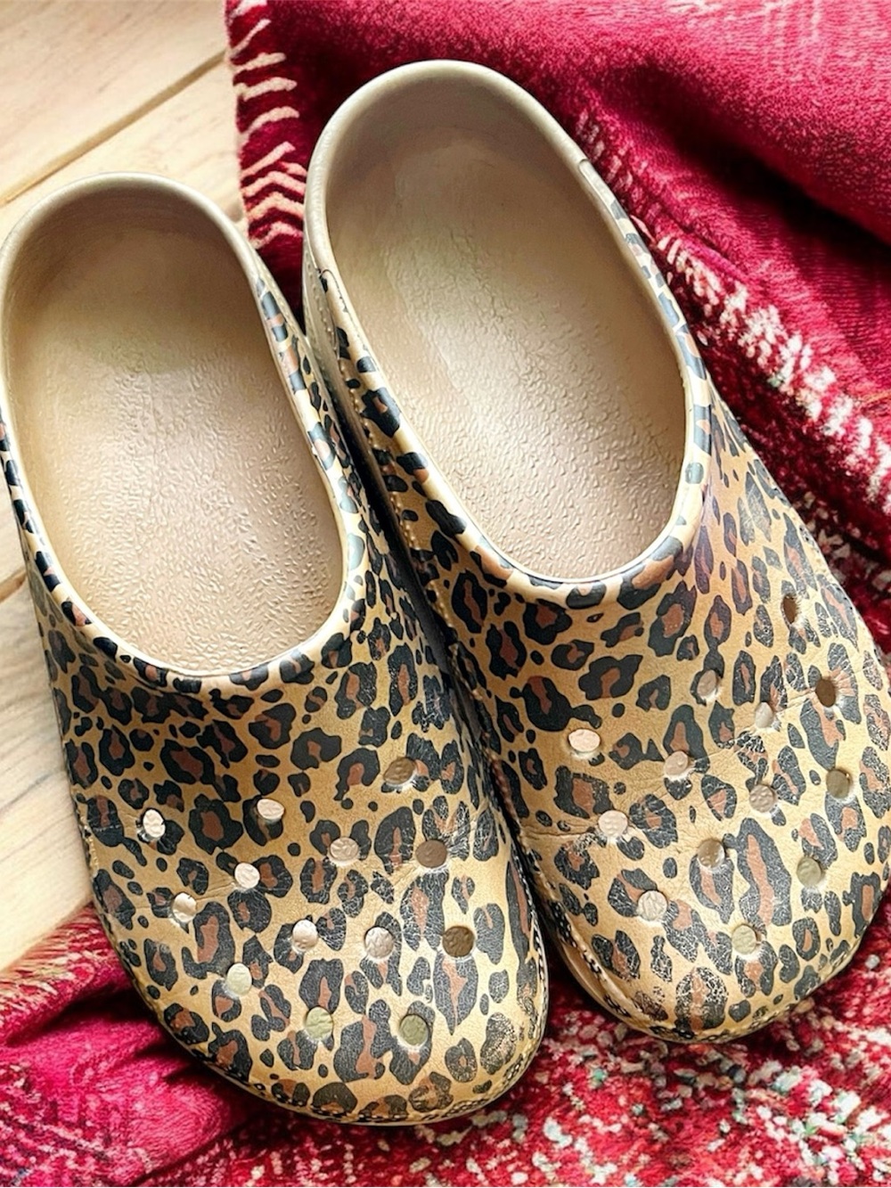 CROCS Leopard Print Slip On Clog Sandals